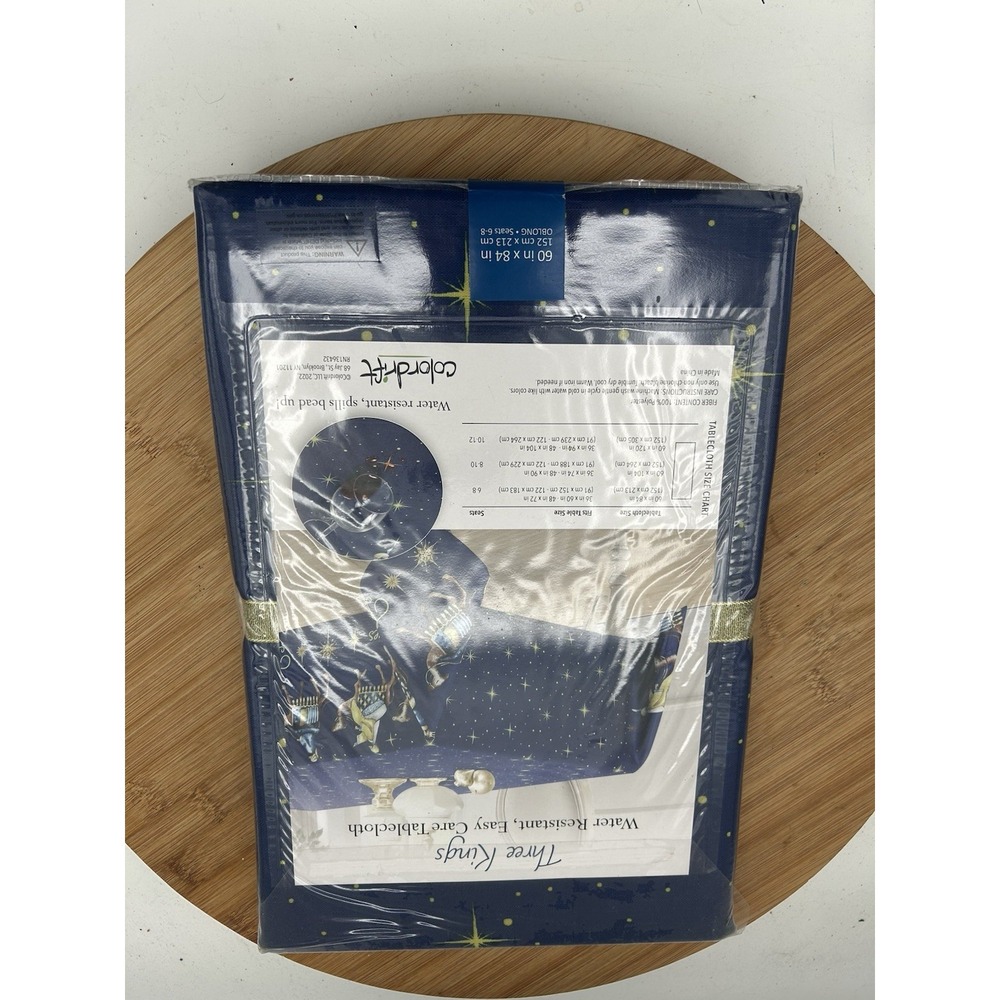 Colordrift Three Kings 60"x 84" Oblong Water Resistant Tablecloth NEW‎